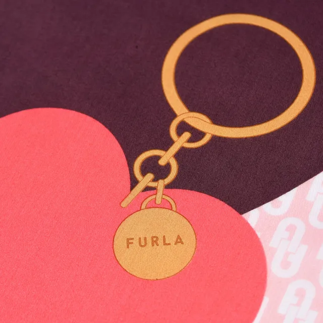 【FURLA 芙拉】滿版LOGO心心相印純綿帕巾(紅色)