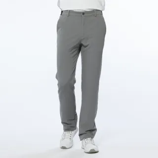 【Lynx Golf】男款潑水功能素面腰間特殊織帶造型設計平口微窄管休閒長褲(灰色)
