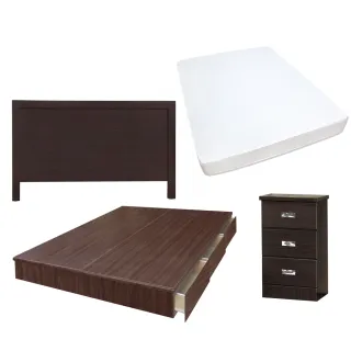 【顛覆設計】房間四件組 床頭片+抽屜床+獨立筒+床頭櫃(單大3.5尺)