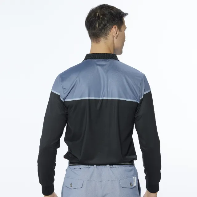 【Lynx Golf】男款合身版內刷毛遠紅外線保暖造型胸袋款長袖立領POLO衫/高爾夫球衫(深灰色)