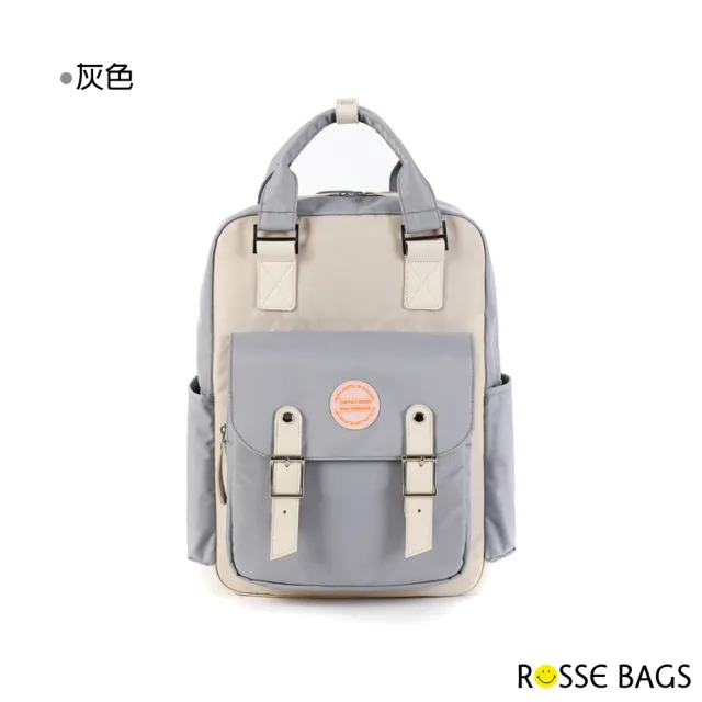 【Rosse Bags】多彩撞色甜甜圈雙肩後背包(現+預  粉色 / 灰色 / 粉藍 / 藍色 / 灰