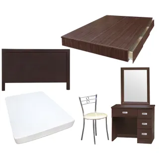 【顛覆設計】房間五件組 床頭片+抽屜床+獨立筒+鏡台+椅(單大3.5尺)