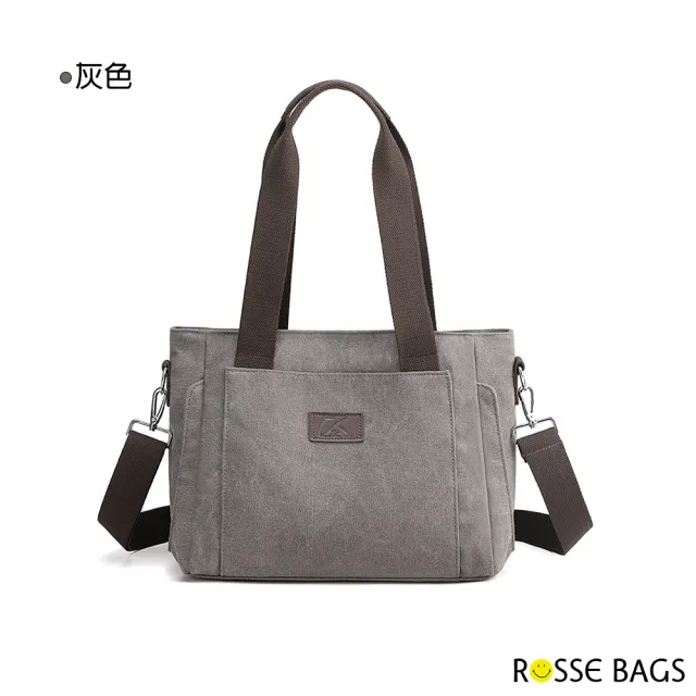 【Rosse Bags】休閒旅行帆布大容量托特包(現+預  卡其色 / 灰色 / 咖啡色 / 紫咖色
