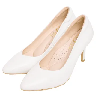【Ann’S】舒適療癒系-V型美腿綿羊皮尖頭跟鞋8cm(白)