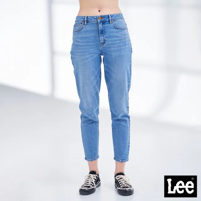 【Lee 官方旗艦】女裝 牛仔褲 / 413 合身高腰小直筒 中藍洗水(LL210217346)