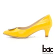 【bac】時髦尖頭小雛菊裝飾漆皮中跟鞋(黃色)