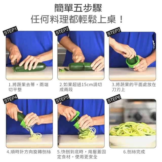 蔬菜麵刨絲器 旋轉刨絲器 蔬果切絲器 螺旋刨刀器 櫛瓜麵製作器(多功能刨絲器 旋轉式刨絲器)