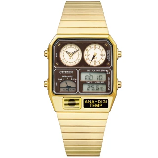 【CITIZEN 星辰】ANA-DIGI TEMP 80年代復古時尚計時雙顯錶-32.5x40.6mm 母親節 禮物(JG2103-72X)