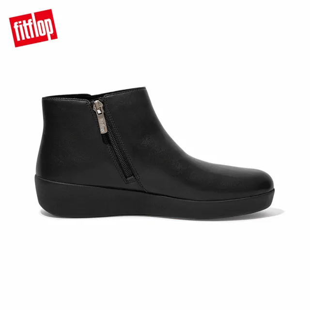 【FitFlop】SUMI LEATHER ANKLE BOOTS 簡約皮革短靴-女(靓黑色)