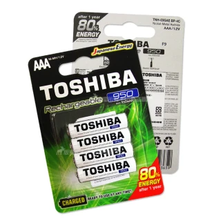 【TOSHIBA 東芝】950mAh 4號低自放電鎳氫充電電池-4顆入(送電池盒)