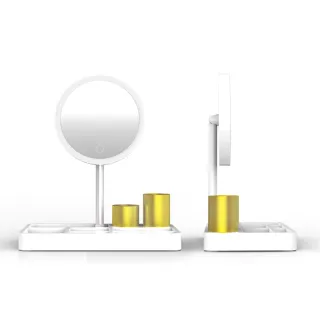 【PINFIS 品菲特】LED輕柔光化妝鏡收納盒 補光鏡 桌面收納(TP-305)