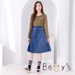 【betty’s 貝蒂思】圓領棉T拼接牛仔洋裝(軍綠)