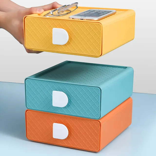 【E.City】可疊加菱紋桌上型抽屜收納盒