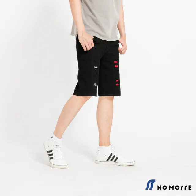 【NoMorre】休閒短褲 短褲 破壞補丁短褲 短褲男 男生短褲 韓版彈力 M-3L 黑色 台灣現貨 #7867(黑色)