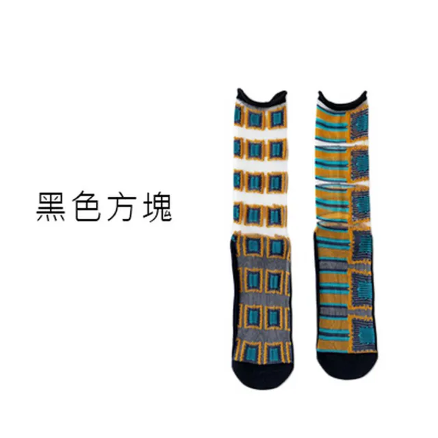 【OT SHOP】女款刺繡圖案透膚中筒絲襪 玻璃襪 M1144(春夏潮流配件 撞色 捲邊襪口 個性設計 多款可選 襪子)