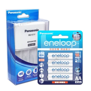 【Panasonic 國際牌】智控型4槽鎳氫低自放充電器+新款彩版 eneloop 低自放充電電池(3號4入充電組)