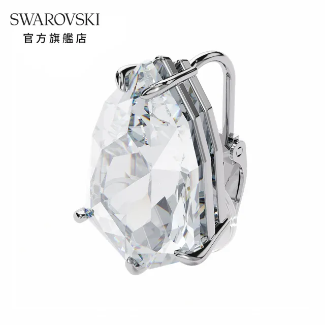 【SWAROVSKI 官方直營】MESMERA 白金色單顆大三角形夾式耳環(Collection I)