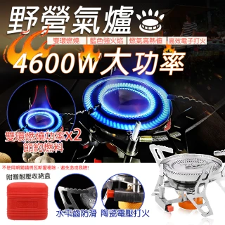 【TAS CAMP】戶外露營專用 雙環火焰野營氣爐(雙環火焰爐頭 超強火力 4600W 防風好收納 露營)