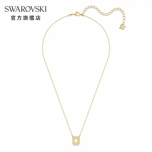 【SWAROVSKI 官方直營】MILLENIA 淡金色黃水晶正方形項鏈 交換禮物(Collection I)