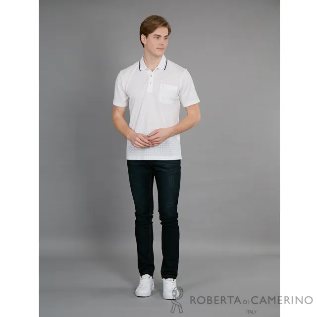 【ROBERTA諾貝達】台灣製 時尚精品 商務必備短袖POLO棉衫(白色)