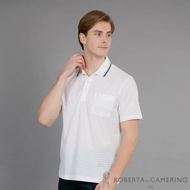 【ROBERTA諾貝達】台灣製 時尚精品 商務必備短袖POLO棉衫(白色)