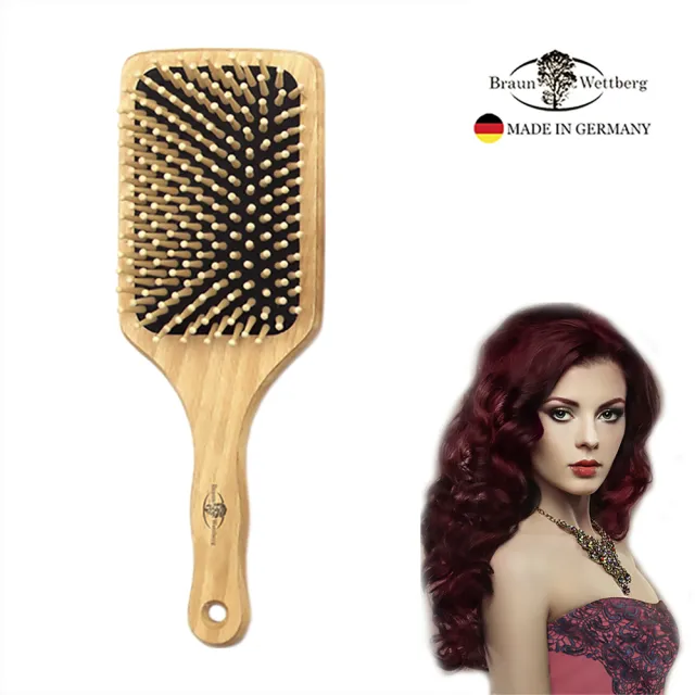 【BRAUN WETTBURG 珀薇】德國製 好好握方形圓珠大木齒氣墊好按摩梳(氣墊好按摩梳/梳頭按摩美容/雙11)