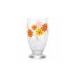 【ADERIA】日本製昭和系列復古花朵高腳杯335ML-橘菊款(昭和 復古 玻璃杯)