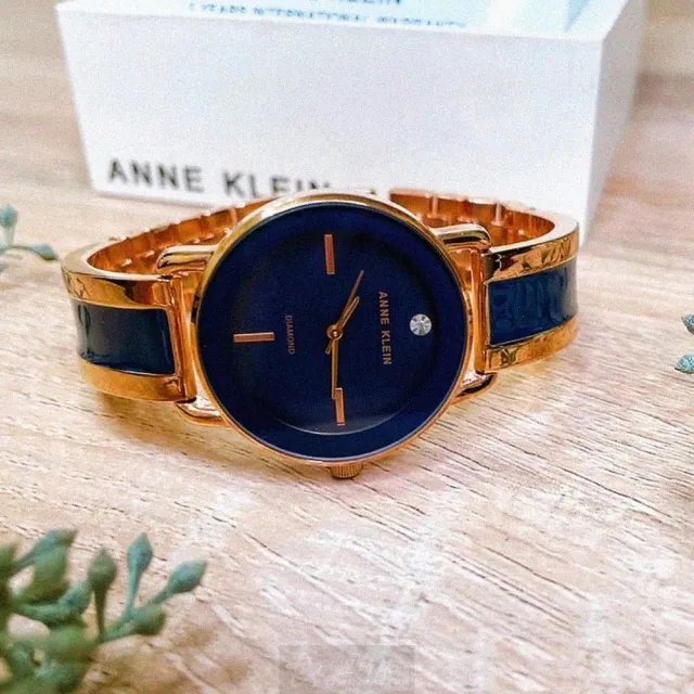 【ANNE KLEIN】ANNE KLEIN安妮克萊恩女錶型號AN00214(深藍色錶面深藍色錶殼金藍色精鋼錶帶款)