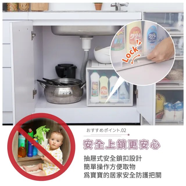 【FL 生活+】加長特大款-抽屜安全卡扣耐重可疊加收納箱-70公升(超值2入組)