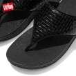 【FitFlop】OLIVE METALLIC RAFFIA TOE-POST SANDALS 金屬光格紋夾腳涼鞋-女(靓黑色)