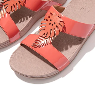 【FitFlop】LOTTIE  JUNGLE LEAF SLIDES 熱帶葉飾H型雙帶涼鞋-女(珊瑚粉)