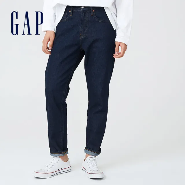 【GAP】男裝 寬鬆錐形牛仔褲 輕透氣系列-深藍色(696065)