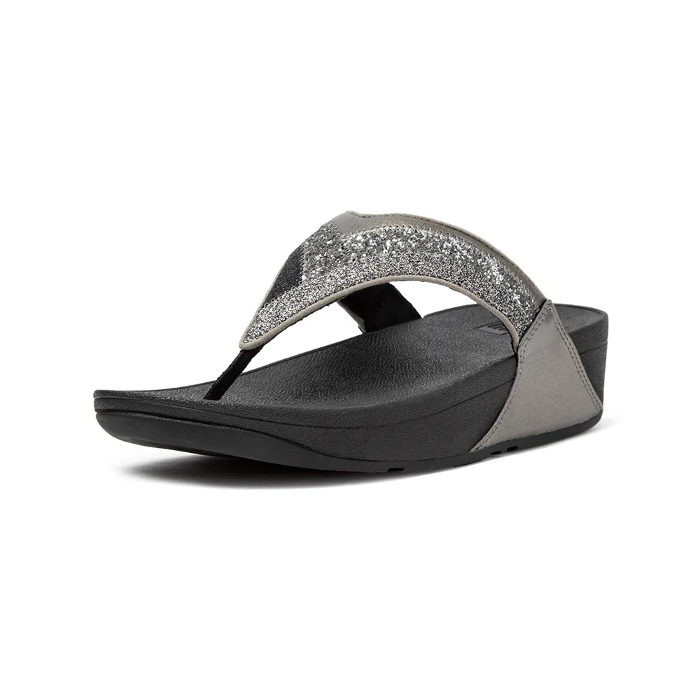 【FitFlop】LULU OMBRE GLITTER TOE-POST SANDALS 經典夾腳涼鞋-女(錫灰色)