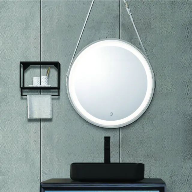 【H&R 安室家】里昂皮帶 智能LED發光觸控燈鏡 ZA0200(掛鏡/浴鏡/化妝鏡/鏡子)