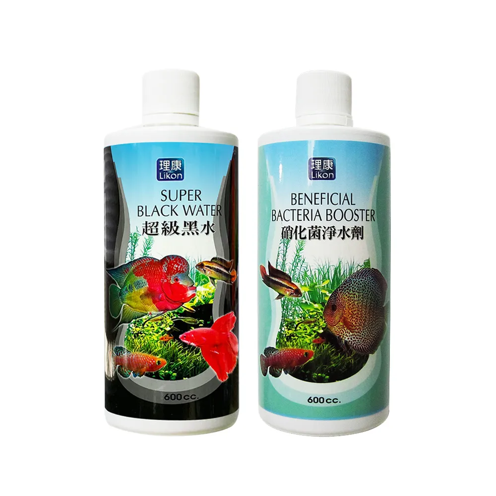 【LIKON 理康】水質處理系列_超級黑水+硝化菌淨水劑600C.C.(適合觀賞魚魚缸使用)