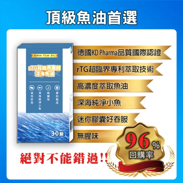 【薇爾艾伯】德國82%rTG超臨界專利深海魚油-3入組/共90粒(高濃度Omega-3-小顆好吞無腥味)