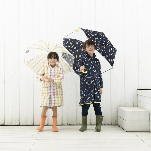【w.p.c】空氣感兒童雨衣/超輕量防水風衣 附收納袋(太空探險M)