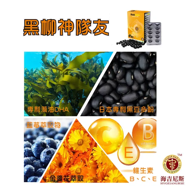 【海吉尼斯】黑色柳丁 葉黃素軟膠囊 30顆/盒(葉黃素+黑豆多酚+DHA)