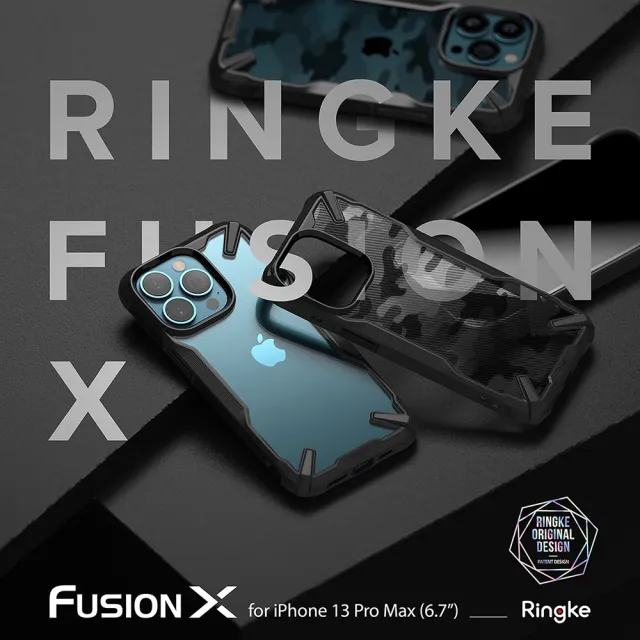 【Ringke】iPhone 13 Pro Max / 13 Pro / 13 Fusion X 透明背蓋防撞手機殼－迷彩黑(Rearth 透明保護殼)