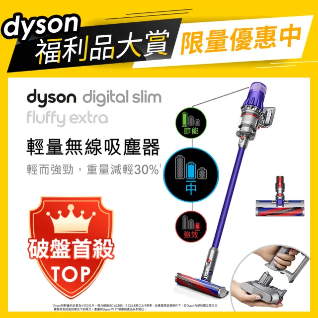 【dyson 戴森 限量福利品】Digital Slim Fluffy Extra SV18 輕量無線吸塵器(破盤現搶)