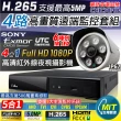 【CHICHIAU】H.265 4路4聲 5MP 台灣製造數位高清遠端監控套組(含1080P SONY 200萬攝影機x1)