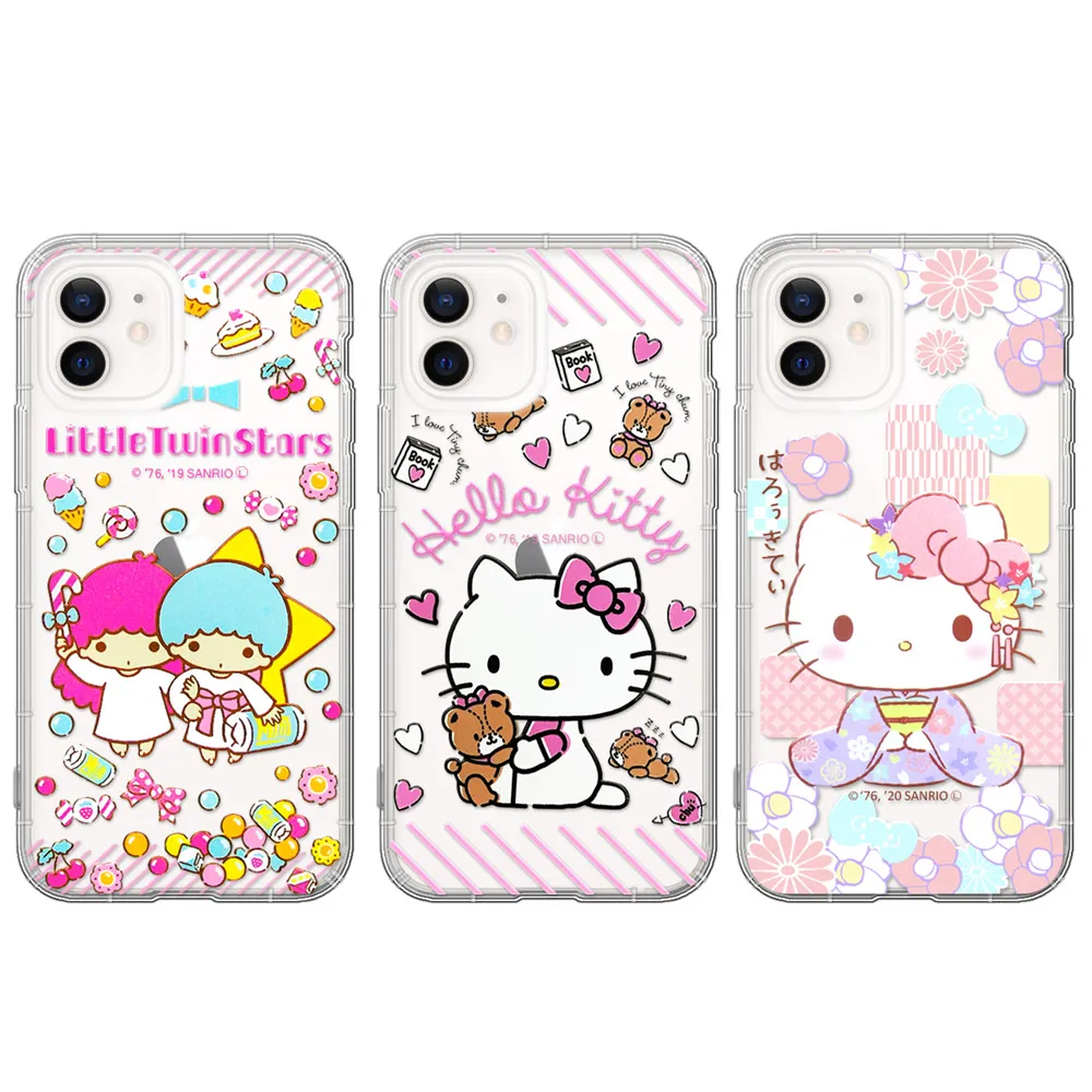 【SANRIO 三麗鷗】iPhone 12 mini 5.4吋 浮雕彩繪空壓手機殼 有吊飾孔