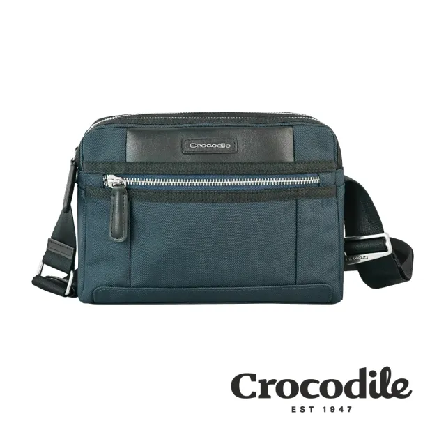 【Crocodile】鱷魚皮件 布配皮 橫式斜背包（S）側背包-0104-09902-原廠公司貨(Snapper 3.0系列)