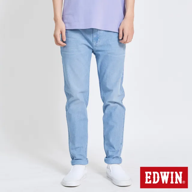 【EDWIN】男裝 JERSEY EJ6冰河玉錐形褲(漂淺藍)