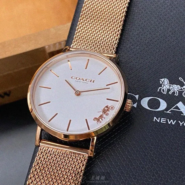 【COACH】雙11COACH蔻馳女錶型號CH00048(白色錶面玫瑰金錶殼玫瑰金色米蘭錶帶款)
