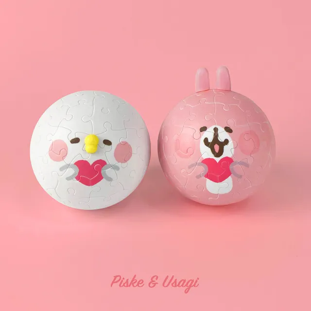 【Pintoo】卡娜赫拉的小動物 - P助與粉紅兔兔 - 存錢球拼圖120片