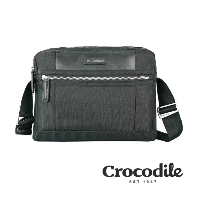【Crocodile】鱷魚皮件 布配皮 橫式斜背包（M）側背包-0104-09903-原廠公司貨(Snapper 3.0系列)