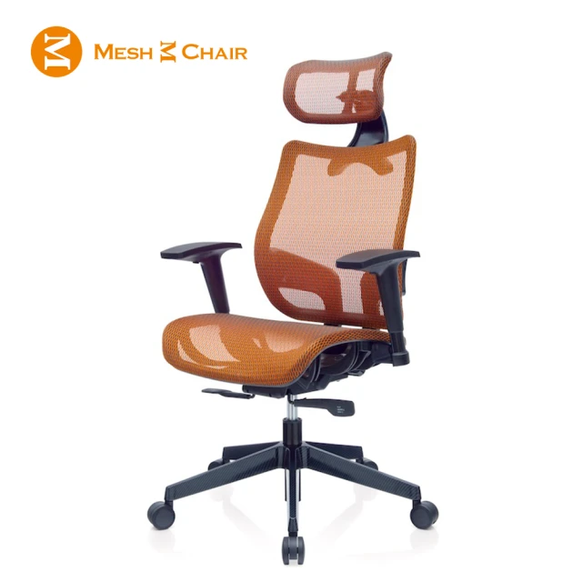 【Mesh 3 Chair】恰恰人體工學網椅-附頭枕-亮橘(人體工學椅、網椅、電腦椅)