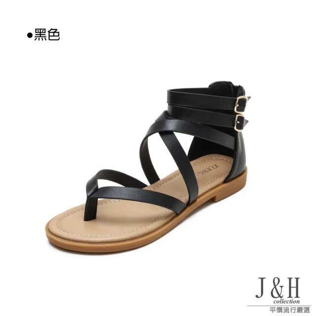 【J&H collection】復古經典繫帶交叉平底羅馬涼鞋(現+預  棕色 / 杏色 / 黑色)