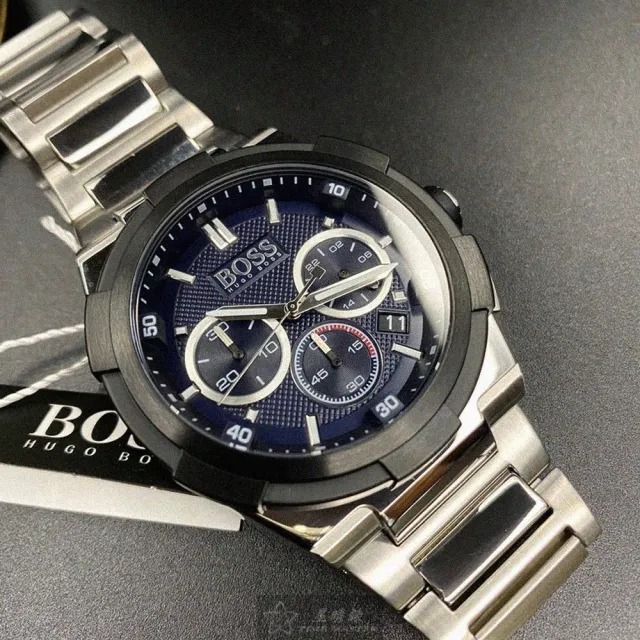 【BOSS】雙11BOSS伯斯男錶型號HB1513360(黑色錶面黑銀錶殼銀色精鋼錶帶款)